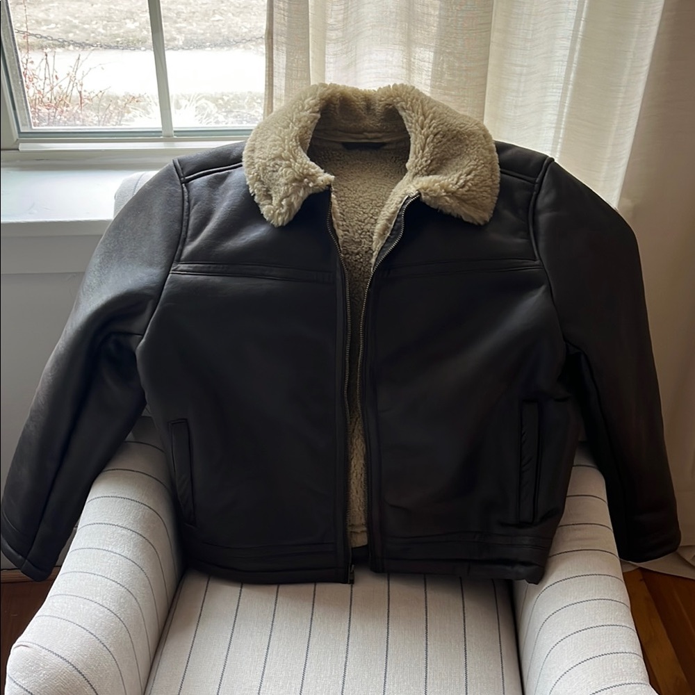 Shearling Lined Black Leather Jacket